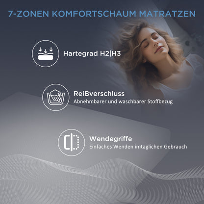 Kaltschaummatratze, 140x200, 7 Zonen Komfortschaummatratze, 20 cm hoch, H3,H2, Ergonomische Kaltschaummatratze mit Griffe