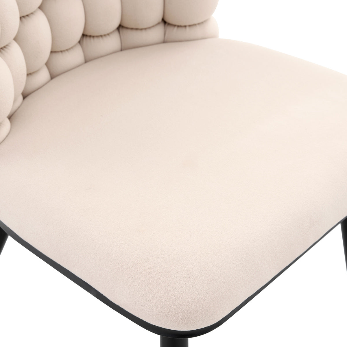 Esszimmerstuhl 2er Set Samt, Schwarz-Metallbeine, Modern Luxus, Cremeweiß