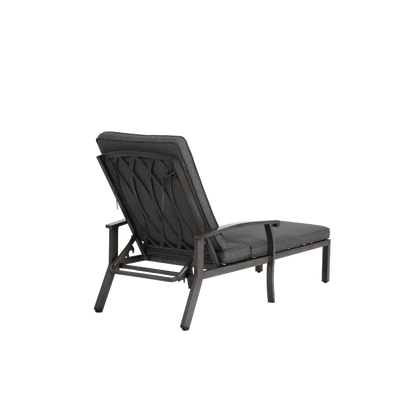 Lounge Patio Chair with Cotton Cushion, Adjustable Reclining Rust-Resistant Aluminum  Poolside Chaise Lounge Furniture, Waterproof Grey Cushion (1pc)