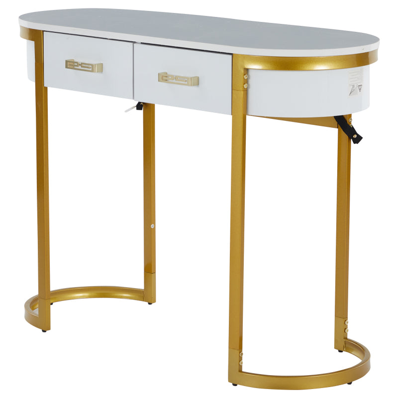 100 x 40 x 76 cm, Moderner und schlichter weißer Hochglanz-Sofa-Beistelltisch, Wohnzimmer-Konsolentisch,  Schreibtisch mit 2 Schubladen, geeignet für Wohnzimmer, Schlafzimmer, Büro, Flur
