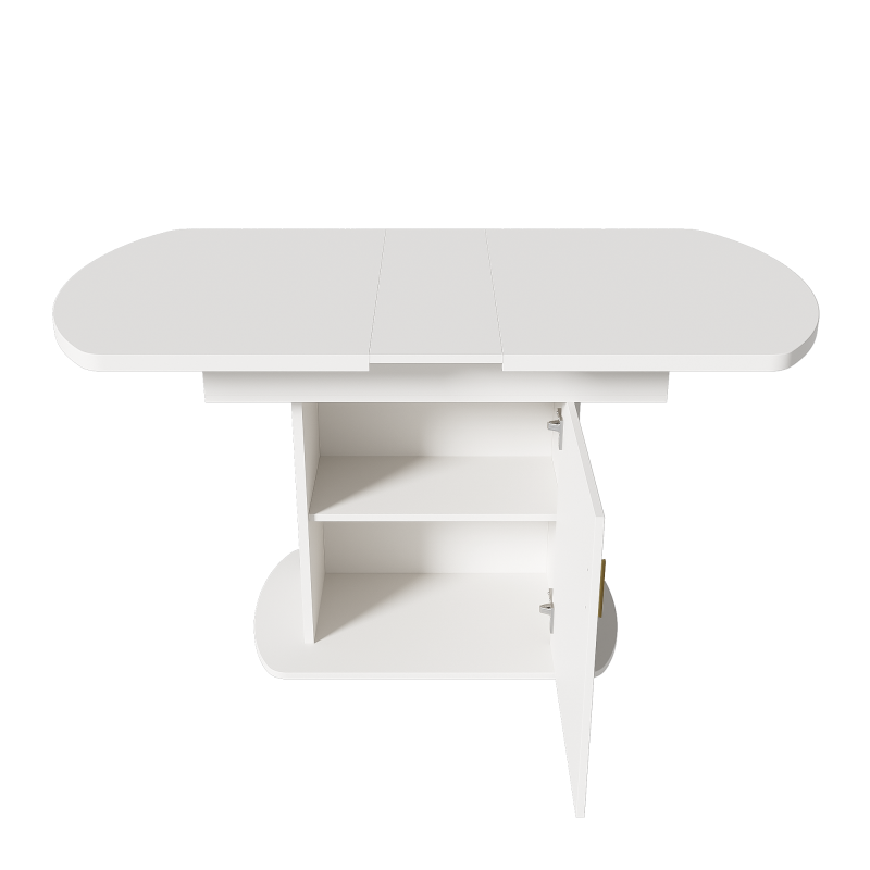 Ausziehbarer ovaler Esstisch, L110/130*W70*H75cm, weiß+goldener Griff