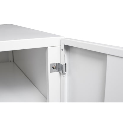 Metal Printer Stand with Storage Mobile Printer Tables for Small Spaces with Door Adjustable Shelf File Cabinet on Wheels for Home Office (White)