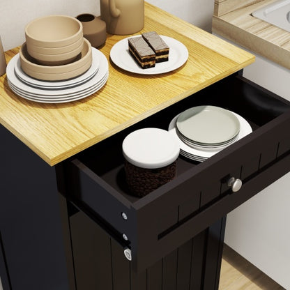 Ausklappbarer Müllschrank mit einer Schublade und einem Fach, Küchen-Müllschrank, Schwarz