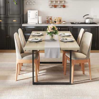 Esstisch 160x80 cm (6-8 Personen), Küchentisch Modern, S-Form Metallgestell, 4 cm Tischplatte, Verstellbare Füße