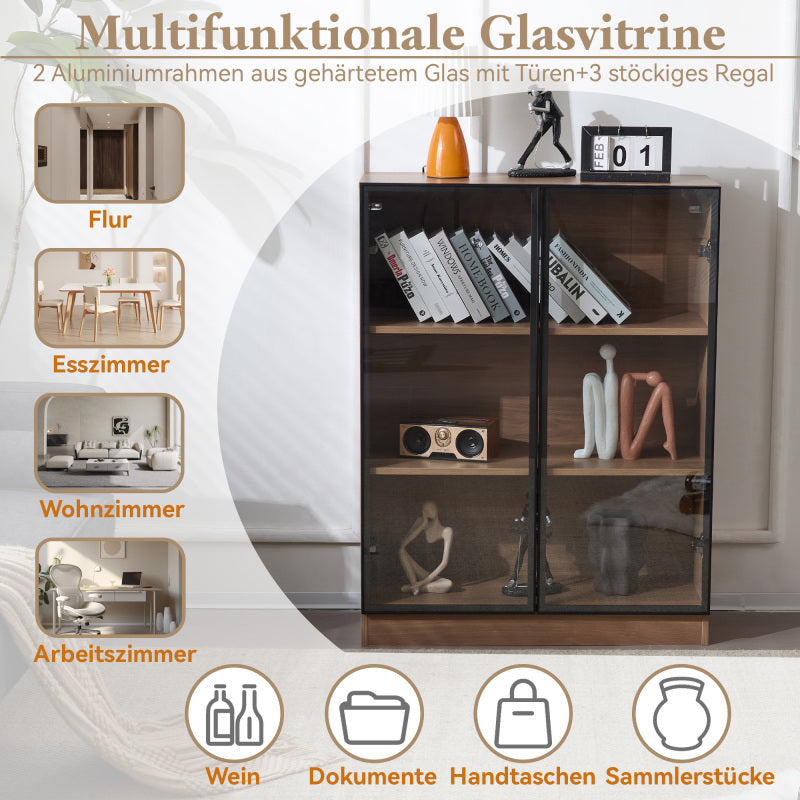 Glasvitrine mit Beleuchtung, Sammlervitrine, Wohnzimmerschrank