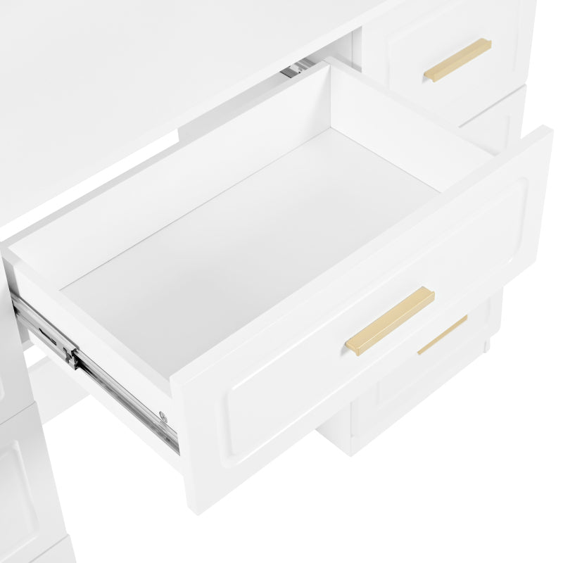 Schminktisch mit Spiegel,Schminktische mit LED-Beleuchtung, Kosmetiktisch mit 9 Schubladen, Frisiertisch, weiß, für Wohnzimmer Schlafzimmer,120x40x135cm