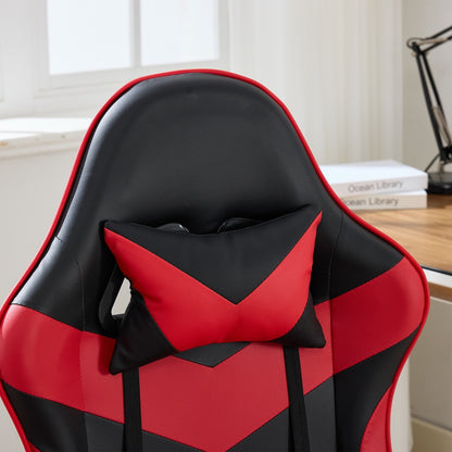Gaming Stuhl Racing Design, 155° Liegefunktion, Fußstütze, Lendenmassage, Schwarz-Rot