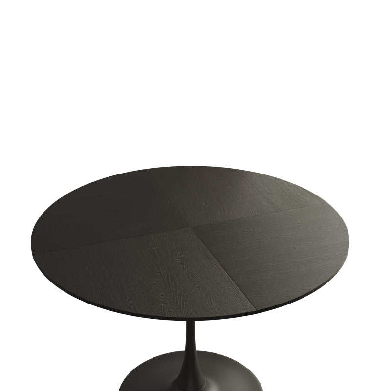 47.24"Modern Round Dining Table,Four Patchwork Tabletops with Black Color Solid Wood Grain Table Top,Metal Base Dining Table, End Table Leisure Coffee Table