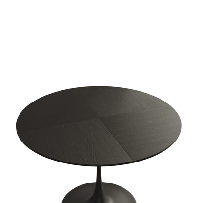 47.24"Modern Round Dining Table,Four Patchwork Tabletops with Black Color Solid Wood Grain Table Top,Metal Base Dining Table, End Table Leisure Coffee Table