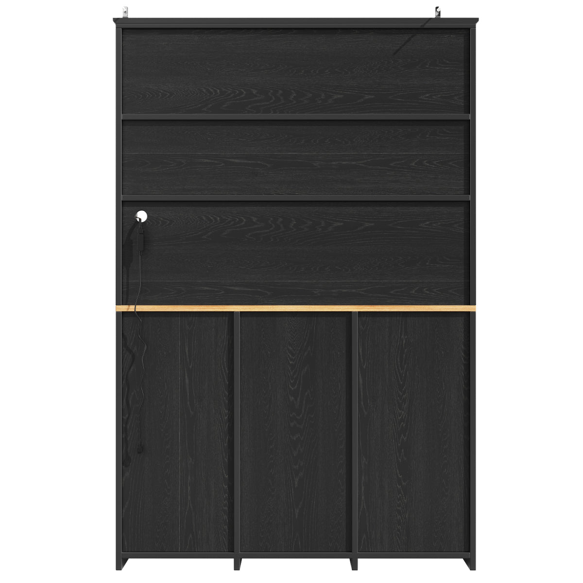 Küchenschrank 120x180cm LED, Hohes Buffet Schwarz, 3 Türen & 3 Schubladen, App-Steuerung, MDF Mehrzweckschrank