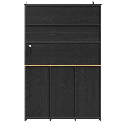 Küchenschrank 120x180cm LED, Hohes Buffet Schwarz, 3 Türen & 3 Schubladen, App-Steuerung, MDF Mehrzweckschrank