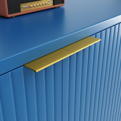 Sideboard(140×40×85cm), buffetschrank, cabinets, Esszimmer Wohnzimmer Aufbewahrungsschränke, Gemusterte Schränke, Freistehende Schränke, Küchenmöbel,Wellenmuster-Design, Blau