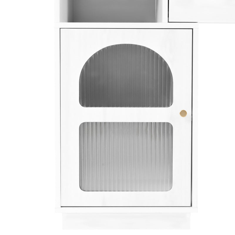 Kosmetiktisch-Set mit LED-Spiegel und 3-Farben-Beleuchtung, Schminktisch aus Holz mit 3 Schubladen und Seitenschrank, ausziehbares Design - Maße: B120/H90/T40 cm (ohne Hocker)