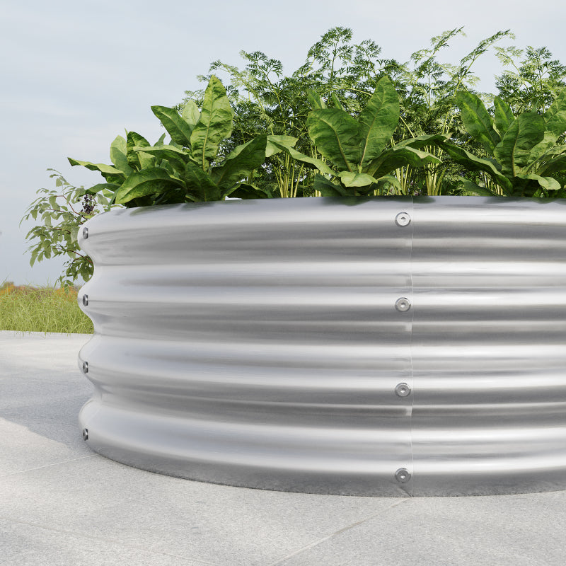 Verzinkt erhöhte Gartenbett, Pflanzer erhöhte Gartenbetten im Freien, Runde Freiheit erhöhte Gartenbetten für Gartenbau Gemüse, Früchte, Blumen, Silber