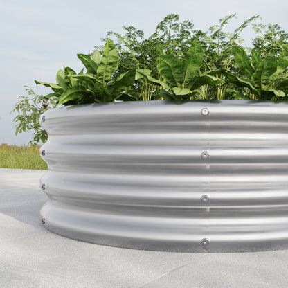 Verzinkt erhöhte Gartenbett, Pflanzer erhöhte Gartenbetten im Freien, Runde Freiheit erhöhte Gartenbetten für Gartenbau Gemüse, Früchte, Blumen, Silber