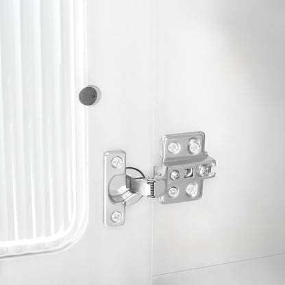 Kosmetiktisch-Set mit LED-Spiegel und 3-Farben-Beleuchtung, Schminktisch aus Holz mit 3 Schubladen und Seitenschrank, ausziehbares Design - Maße: B120/H90/T40 cm (ohne Hocker)