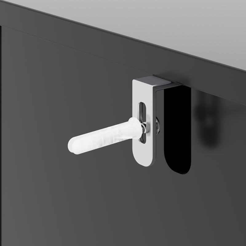 Esszimmerschrank (140×40×83cm), Esszimmer-Wohnzimmer-Aufbewahrungsschrank, einzigartiges Design, Schranktürdesign, freistehender Schrank, Minimalistisches Sideboard,Rundzugring Schranktür,Schwarz