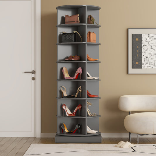 Drehbarer Schuhschrank (360°), 165 cm hoch, Schuhregal für 28 Paar Schuhe, Modernes Design, Grey