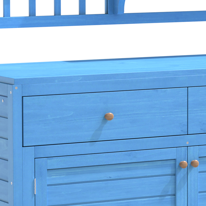 Holz Gartenschrank,Gartenschrank mit Regalen  Outdoor Schrank, Gartenschrank Geräteschuppen Terrassenschrank, Balkonschrank, Gerätehaus, Garten Möbel, Blau