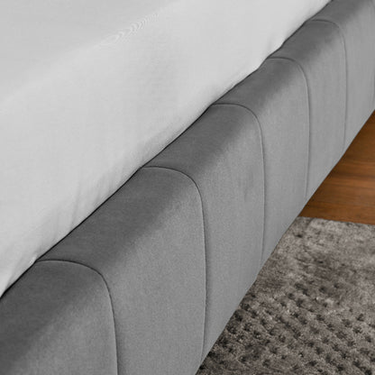 Doppelbett 160x200 cm weiches hautfreundliches Samt, L-förmiges Eck Bettgestell, robuste Eukalyptus- und Eisenlatten, Dark Gray (ohne Matratze)