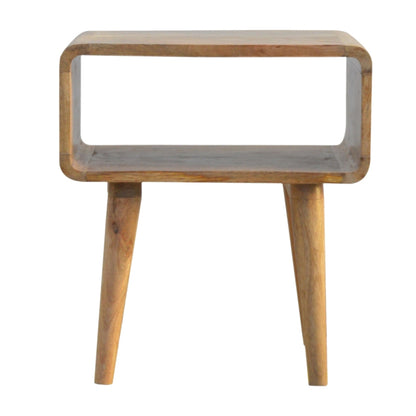 Solid Wood Nachtschrank Braun – Nachttisch aus Mangoholz mit offenem Fach – Handgefertigter Beistelltisch im Nordic-Stil – 45x35x50 cm