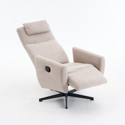 Bequemer Relaxsessel mit Liegefunktion – Chenille Fernsehsessel mit Fußstütze, drehbarer Stillsessel & Loungesessel für Wohnzimmer, modernes Sofa, Grau