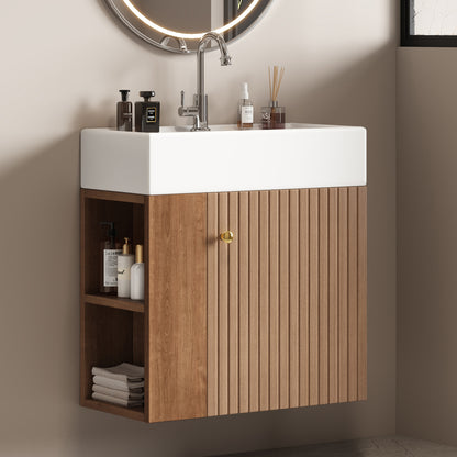 Badezimmermöbel Waschbecken mit Waschtischunterschrank 55 cm , Waschtischunterschrank hängend weiß , Kleine Gästebadmöbel