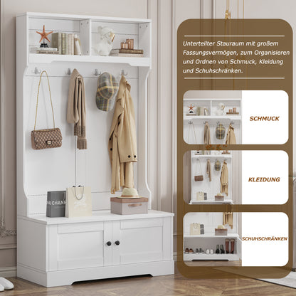 Weißer Eingang Schrank, zur offenen Aufbewahrung - Kleiderständer, Garderobe, Schuhschrank