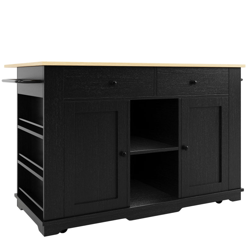 Kücheninsel, Küchenwagen mit Steckdosenleiste ausgestattet, Küchenschrank, Servierwagen mit arbeitsplatte, buffetschrank, Speisewagen mit Holzmaserung, buffetschrank,Schwarz