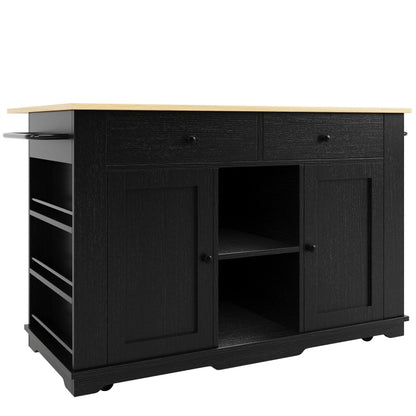 Kücheninsel, Küchenwagen mit Steckdosenleiste ausgestattet, Küchenschrank, Servierwagen mit arbeitsplatte, buffetschrank, Speisewagen mit Holzmaserung, buffetschrank,Schwarz