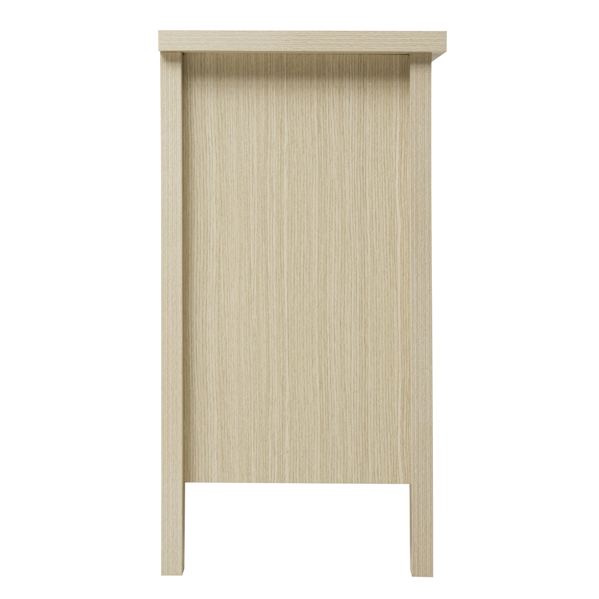 Kommode 80x80 cm Weiß, Anrichte mit 3 Schubladen in 3D-Holzoptik, Sideboard mit Bodengleitschienen & Kippsicherung