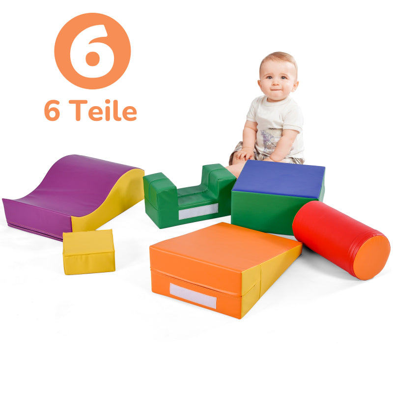 6 TLG Riesenbausteine zum Toben & Klettern Großbausteine für Kinder. Treppe und Rutsche für Kinder - Spielzeug zum Klettern, Rutschen und Krabbeln. im Vorschulalter & Babys Softbausteine, bunt.