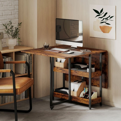 Mobiler Esszimmertisch Klapptisch für Kleine Räume, Esszimmer, Küche 133,4 x 80 x 75 cm Rustikal-Brau