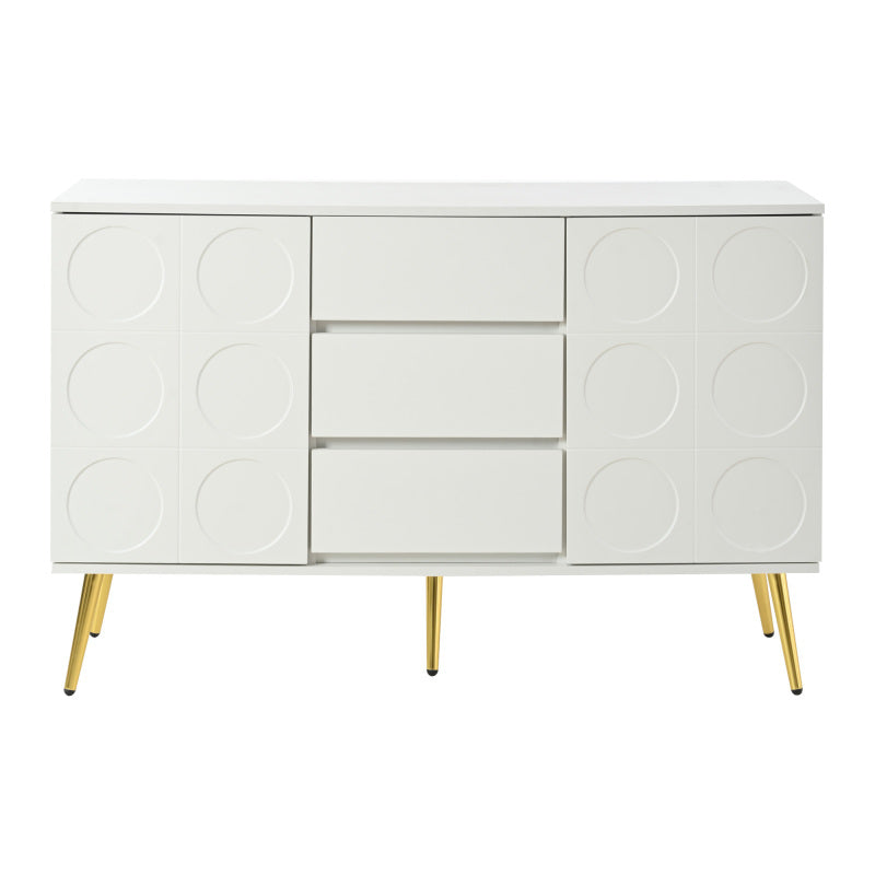 Kommode mit 3 Schubladen und 2 Türen, Kommodenschrank, für Schlafzimmer und Wohnzimmer, mit verstellbaren Regalen und Kippschutz, 120 x 40 x 78 cm, Weiß