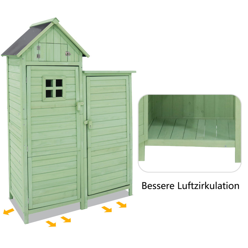 Gerätehaus Gartenschrank Geräteschuppen Geräteschrank, BxT: 118x54 cm, 118 x 54 x 173 cm (BxTxH), wetterfest, Holz, Grünes, PVC-Dach (Set, 1 St., 1 x Geräteschrank)