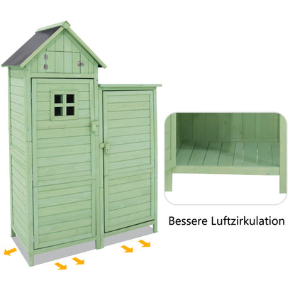 Gerätehaus Gartenschrank Geräteschuppen Geräteschrank, BxT: 118x54 cm, 118 x 54 x 173 cm (BxTxH), wetterfest, Holz, Grünes, PVC-Dach (Set, 1 St., 1 x Geräteschrank)