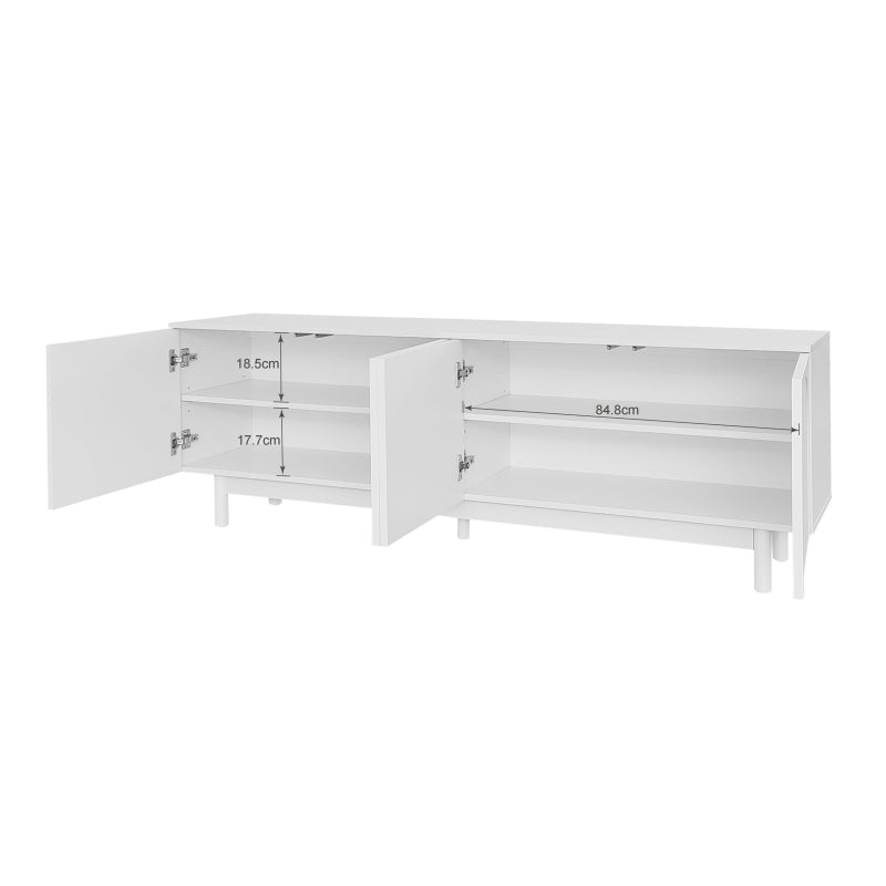 Moderner weiß TV-Schrank – 175 x 38 x 56 cm, verstellbare Einlegeplatten, Leichte Lowboard-TV-Möbel im Luxusstil