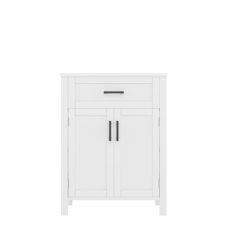 Bodenstehender Badezimmerschrank mit Waschbecken,Waschtisch,Volllackierung, integriertes Keramik Waschbecken, weiß