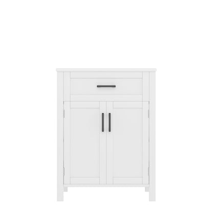 Bodenstehender Badezimmerschrank mit Waschbecken,Waschtisch,Volllackierung, integriertes Keramik Waschbecken, weiß