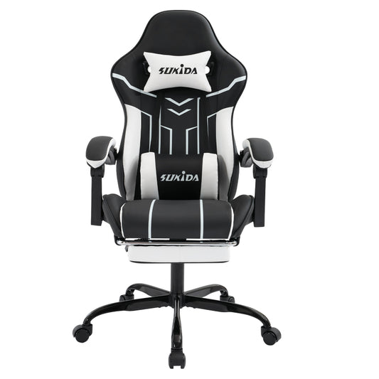 Gaming Stuhl Computerstuhl Ergonomischer Gaming Chair mit Fußstütze Bürostuhl Ergonomischer Computerstuhl mit Lendenwirbelstütze