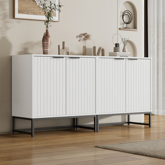 Moderne Sideboard Kommode mit 2 Türen in Vakuum-Formgebung, Standschrank Lagerung Schrank mit Metallgriffen und Rahmenbeinen, geeignet für Wohnzimmer, Flur und Esszimmer