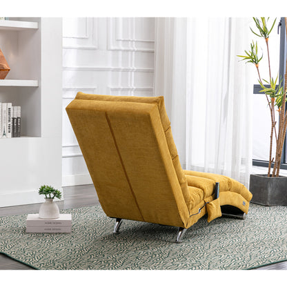 Entspannungsliege Polstersessel Liegesofa mit Vibrationsfunktion Ganzkörper Unterstützung Seitentaschen modernes Design Wohnzimmer Senfgelb