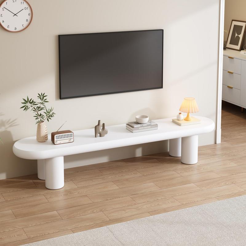 Weißer 160 x 40 x 40 cm großer TV-Schrank, moderner TV-Tisch im minimalistischen Stil mit 4 stabilen Stützbeinen, geeignet für Fernseher bis zu 65 Zoll