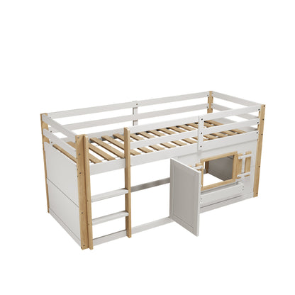 Mini-Etagenbett Weiß 90x200 cm, Kinderbett (110 cm hoch) aus Massivholz/MDF, Inkl. Lattenrost