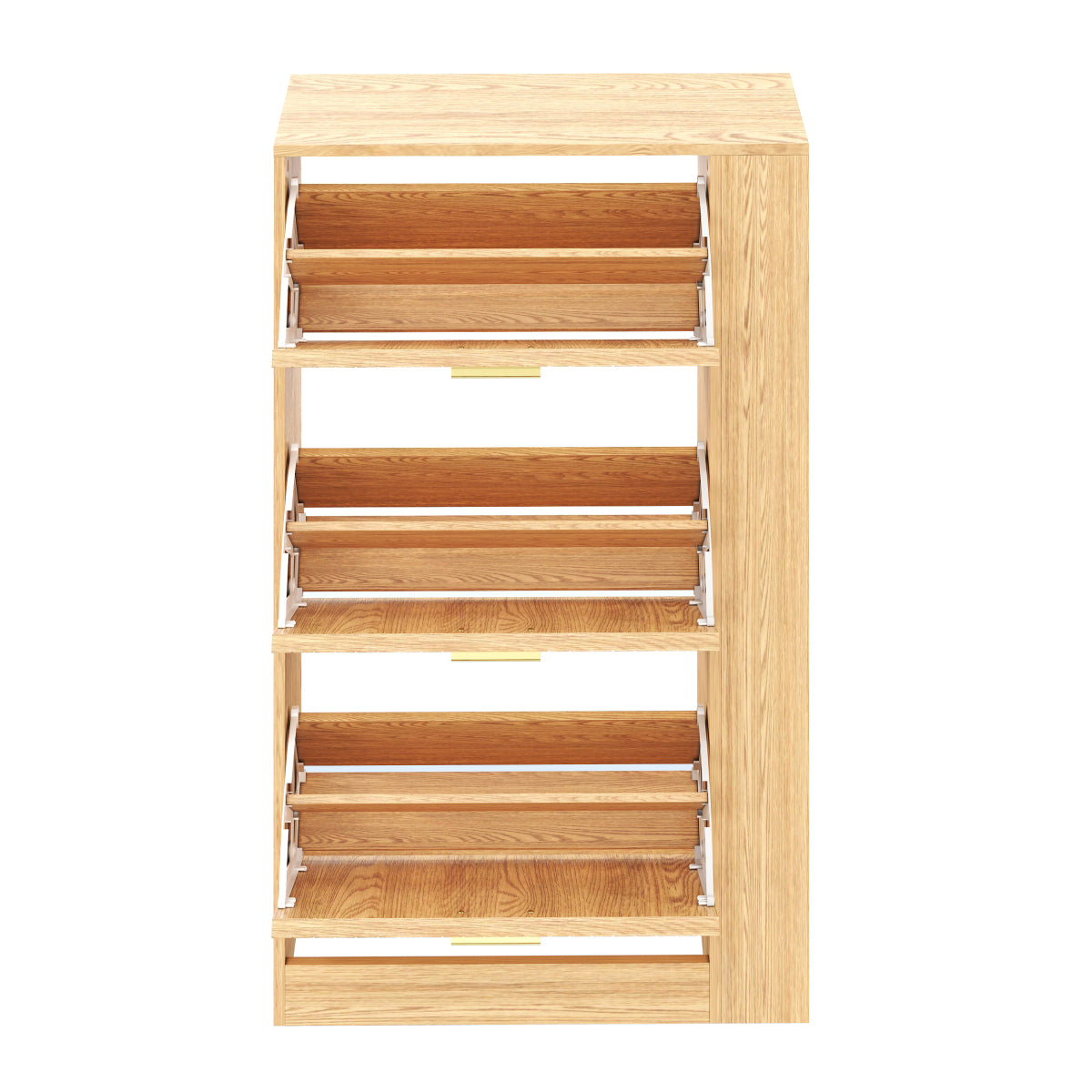 Moderner Schuhschrank aus Holz - 3 Türen, Großes Fassungsvermögen & Offene Regalfächer - Stilvoller Schuhkipper für Eingangsbereich & Foyer