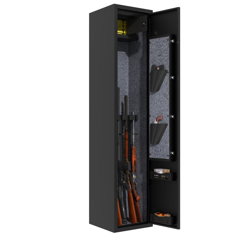 Gewehrschrank für 5 Langwaffen, Gewehrsafe für Gewehre und Pistolen, Schrotflinten-Safe, Schnellzugriff. Geeignet zur sicheren Aufbewahrung von Langwaffen und Schuss. H 138 cm × B 30 cm × T 30 cm