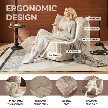 Moderne Sofas, Sitzsäcke für Erwachsene auf dem Bodensofa, Super Soft Memory Sponge Sofa, Togo Sofa Stuhl, Wohnzimmermöbel, Geeignet für Schlafzimmer, Balkon, Schlafsaal, Kaminstuhl (Aprikose)