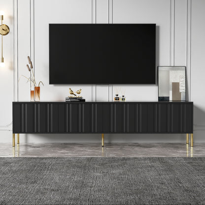 Schwarzes TV-Schrank, 190 cm(L) x 38 cm(W) x 48 cm(H), goldene Tischbeine