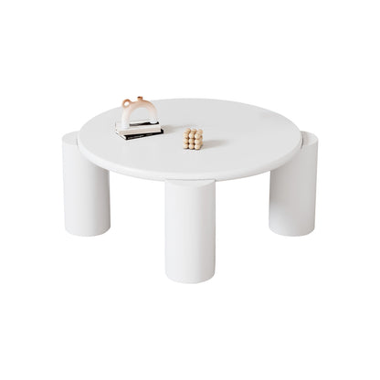 White Cloud Couchtisch, moderner Couchtisch mit 4 stabilen Stützbeinen, kleiner weißer Couchtisch, runde Kante, passt gut in Wohnzimmer, Schlafzimmer, Balkon, Terrasse