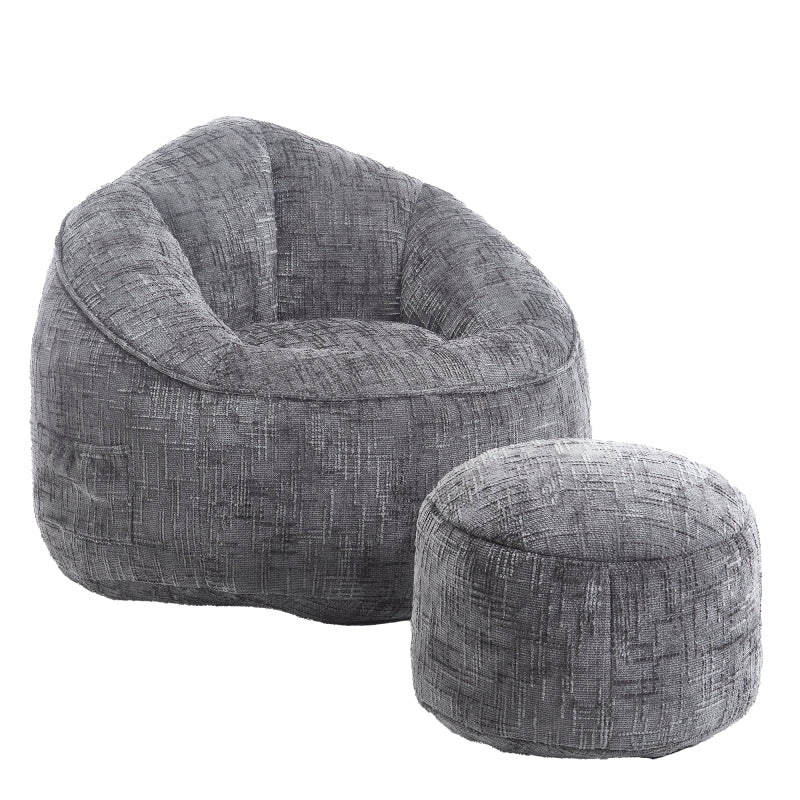 Sitzsack Sofa Stuhl für Erwachsene mit Fußstütze, Grau